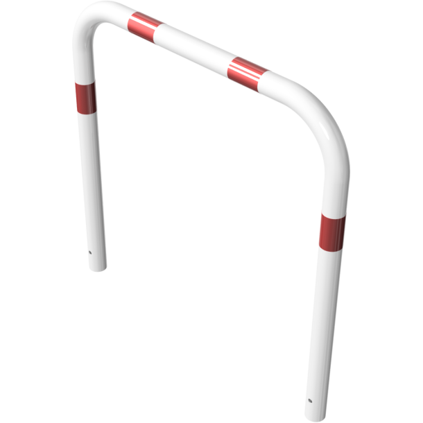Hoop of steel tube |  60 x 2,5 mm | without cross bar | for casting in concrete | total width: 1000 mm | total height: 1000 mm | hot-dip galvanized and white coatedwith red reflecting stripes